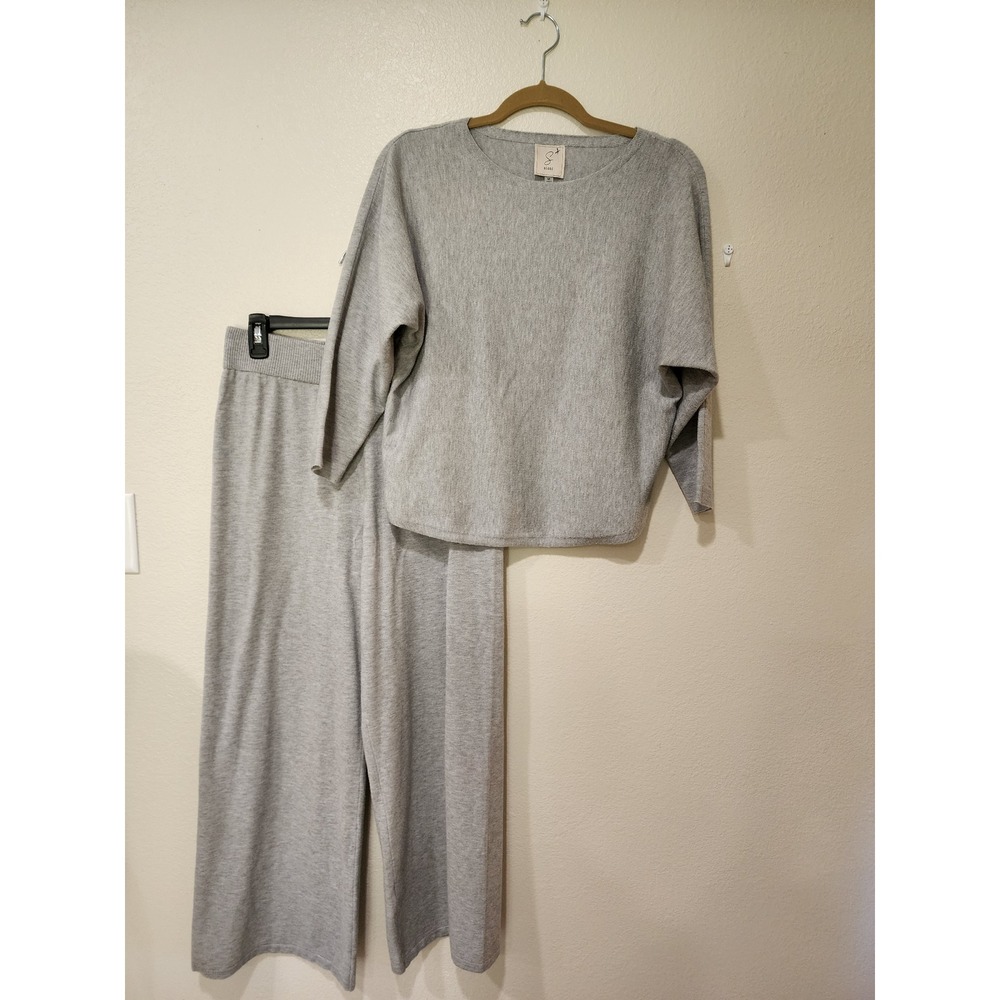 Sioni Loungewear Set Soft Wide Leg Pants Oversized Top Gray Women's size Med